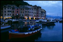 Old harbor at dusk, Portofino. Liguria, Italy