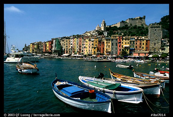 Boats village, and Harbor, Porto Venere. Liguria, Italy