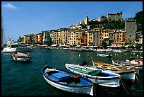 Boats village, and Harbor, Porto Venere. Liguria, Italy (color)