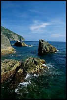 Mediterranean coastline and rocks near Manarola. Cinque Terre, Liguria, Italy