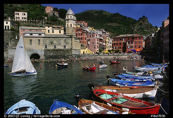 Picture Photo Colorful Fishing Boats In The Harbor And Piazza 