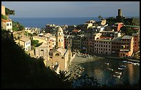 Harbor and Castello Doria (11th century), late afternoon, Vernazza. Cinque Terre, Liguria, Italy ( color)