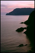 Cliffs at sunset near Vernazza. Cinque Terre, Liguria, Italy