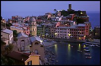 Harbor and Castello Doria, sunset, Vernazza. Cinque Terre, Liguria, Italy (color)