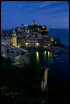 Harbor and Castello Doria, dusk, Vernazza. Cinque Terre, Liguria, Italy ( color)