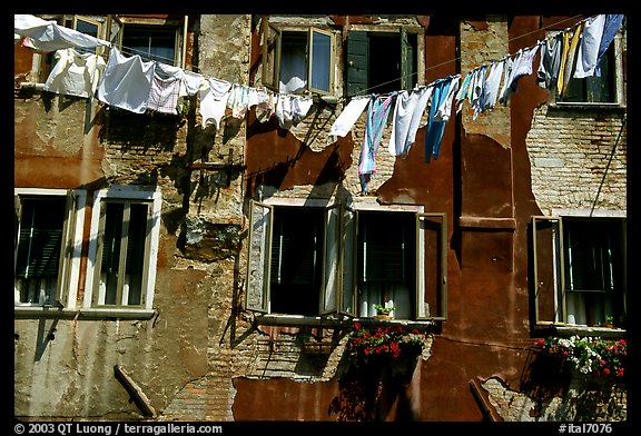 Hanging Laundry and walls, Castello. Venice, Veneto, Italy