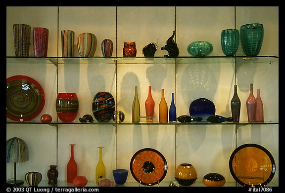 Murano Glasswork on exhibit. Venice, Veneto, Italy (color)