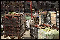 Delivery of fresh produce from the Grand Canal. Venice, Veneto, Italy (color)