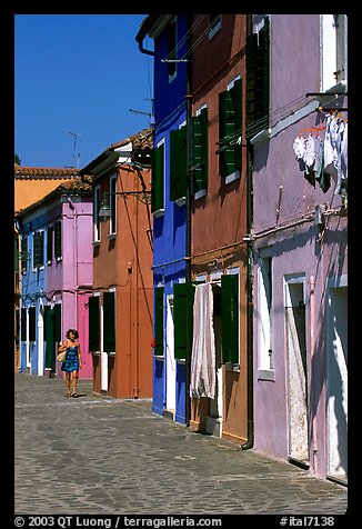 Distinctive, brightly painted houses, Burano. Venice, Veneto, Italy