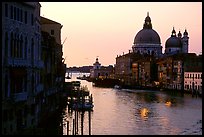 Church Santa Maria della Salute at the mouth of the Grand Canal, sunrise. Venice, Veneto, Italy (color)
