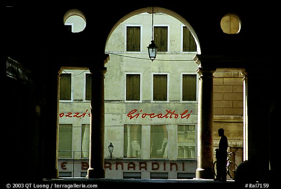 Arcades seen from inside Basilica Paladianai. Veneto, Italy (color)