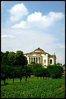 Orchard and Paladio Villa Capra La Rotonda. Veneto, Italy