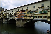 Ponte Vecchio (1345),  old bridge lined with shops. Florence, Tuscany, Italy ( color)