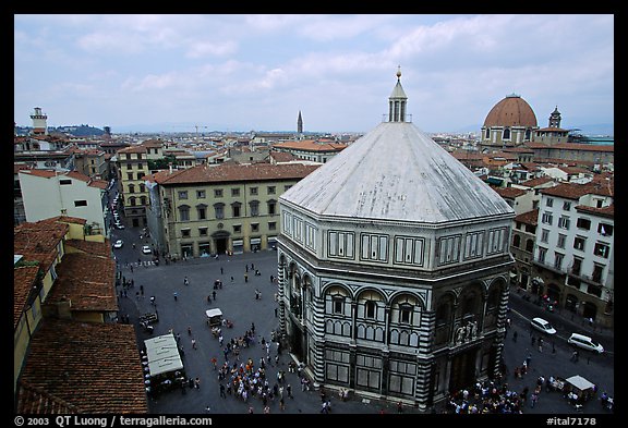 Baptistry and plazza. Florence, Tuscany, Italy