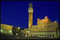 Piazza Del Campo and Palazzo Pubblico at night. Siena, Tuscany, Italy