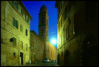 Street and church at dawn. Siena, Tuscany, Italy (color)