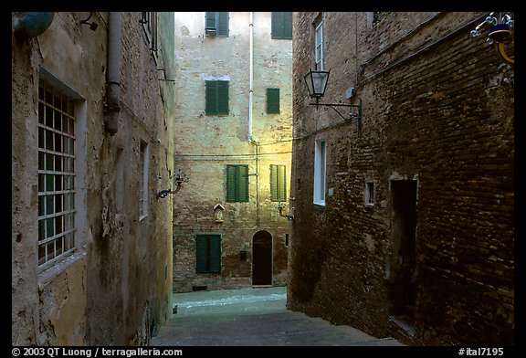 Narrow streets at dawn. Siena, Tuscany, Italy (color)