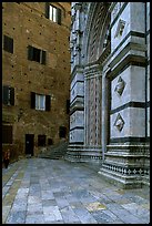 Small square besides the Duomo. Siena, Tuscany, Italy (color)