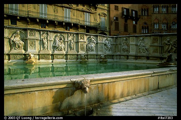 15th century Fonte Gaia (Gay Fountain) on Il Campo. Siena, Tuscany, Italy