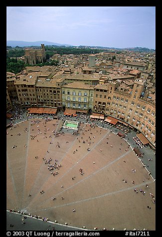 Piazza Del Campo seen from Torre del Mangia. Siena, Tuscany, Italy (color)