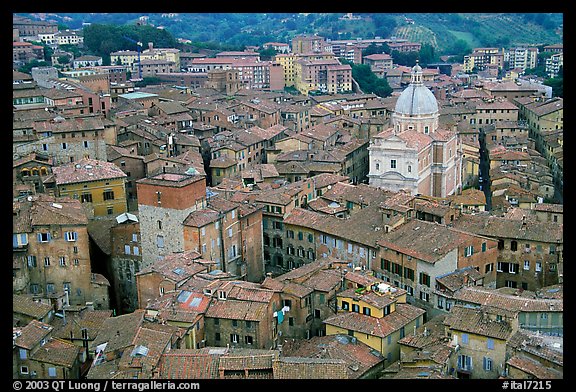 Chiesa di San Francesco seen seen from Torre del Mangia. Siena, Tuscany, Italy (color)
