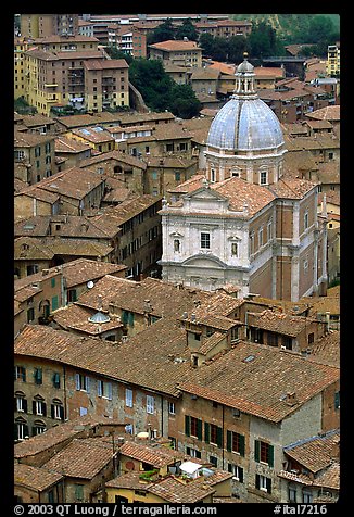 Chiesa di San Francesco seen seen from Torre del Mangia. Siena, Tuscany, Italy (color)