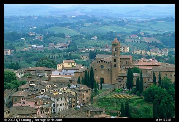 Basilica di Santa Maria dei Servi seen from Torre del Mangia. Siena, Tuscany, Italy