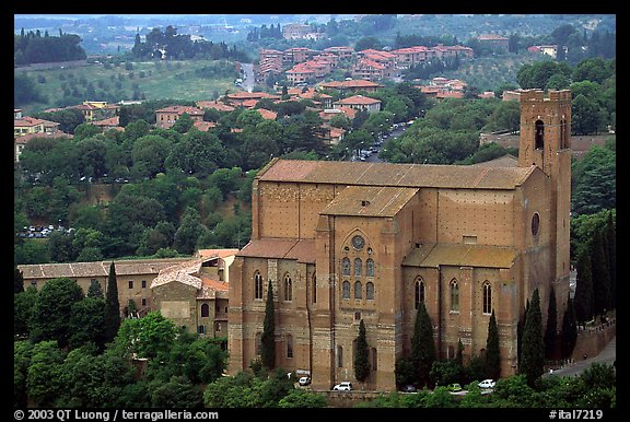 Church of San Domenico seen from Torre del Mangia. Siena, Tuscany, Italy (color)