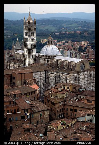 Duomo seen from Torre del Mangia. Siena, Tuscany, Italy (color)