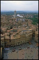 Piazza Del Campo and Duomo seen from Torre del Mangia. Siena, Tuscany, Italy