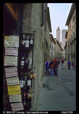 Produce store on Via San Giovanni. San Gimignano, Tuscany, Italy (color)