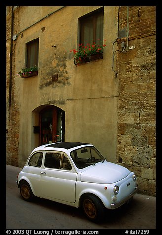 Classic Fiat 500. San Gimignano, Tuscany, Italy (color)
