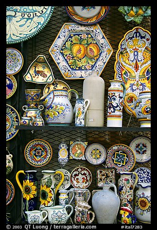 Ceramic plates on display. Orvieto, Umbria (color)