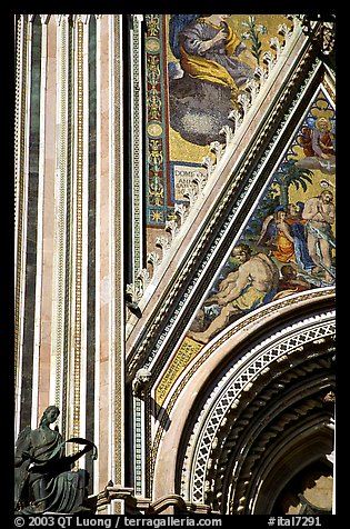 Facade detail of the fresco on Duomo. Orvieto, Umbria