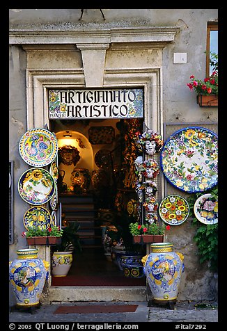 Doorway of the ceramic store. Orvieto, Umbria (color)