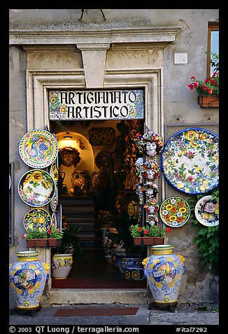 Doorway of the ceramic store. Orvieto, Umbria