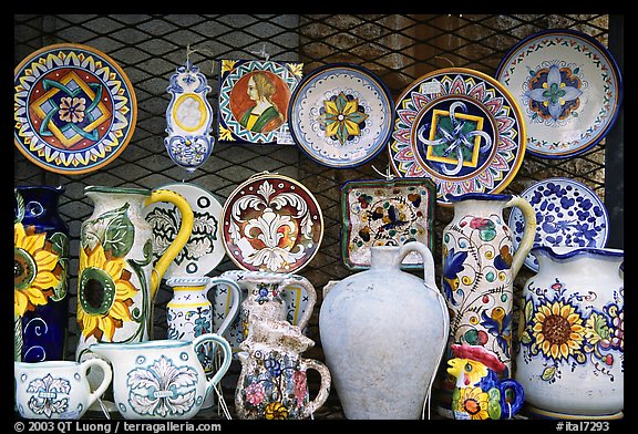 Assortment of ceramic pieces for sale. Orvieto, Umbria (color)