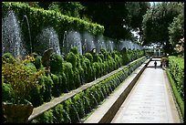 Alley lined with fountains, Villa d'Este. Tivoli, Lazio, Italy (color)