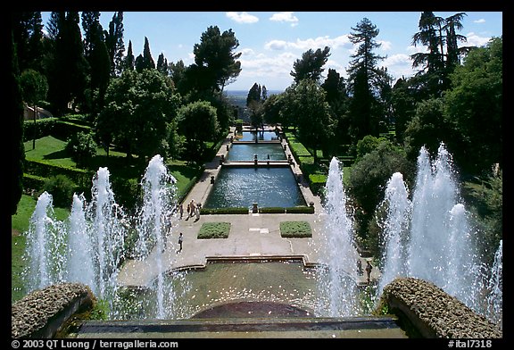 Fountains and pools in  Villa d'Este. Tivoli, Lazio, Italy