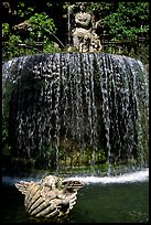 Elaborate fountain in the gardens of Villa d'Este. Tivoli, Lazio, Italy