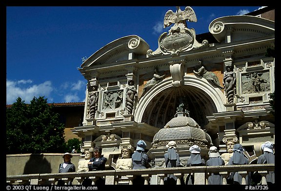 Nuns visiting Villa d'Este. Tivoli, Lazio, Italy (color)