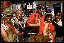 Roman Legionnaires pose with tourists, Roman Forum. Rome, Lazio, Italy (color)
