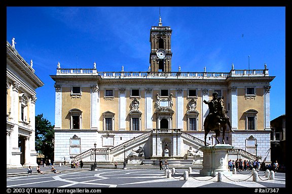 Piazza del Campidoglio and Palazzo Senatorio. Rome, Lazio, Italy (color)