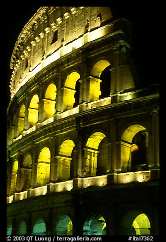 Colosseum illuminated night. Rome, Lazio, Italy (color)