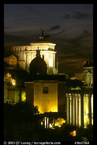 Roman Forum by night. Rome, Lazio, Italy