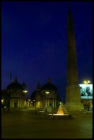 Obelisk in Piazza Del Popolo at night. Rome, Lazio, Italy