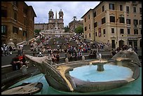 Fontana della Barcaccia at the foot of the Spanish Steps. Rome, Lazio, Italy