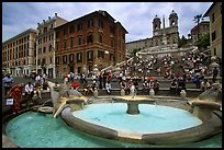 Fontana della Barcaccia at the foot of the Spanish Steps. Rome, Lazio, Italy