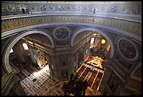 Interior of Basilica San Pietro (Saint Peter) seen from the Dome. Vatican City (color)