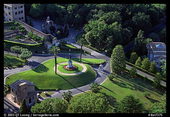 Vatican gardens seen from the Dome. Vatican City (color)